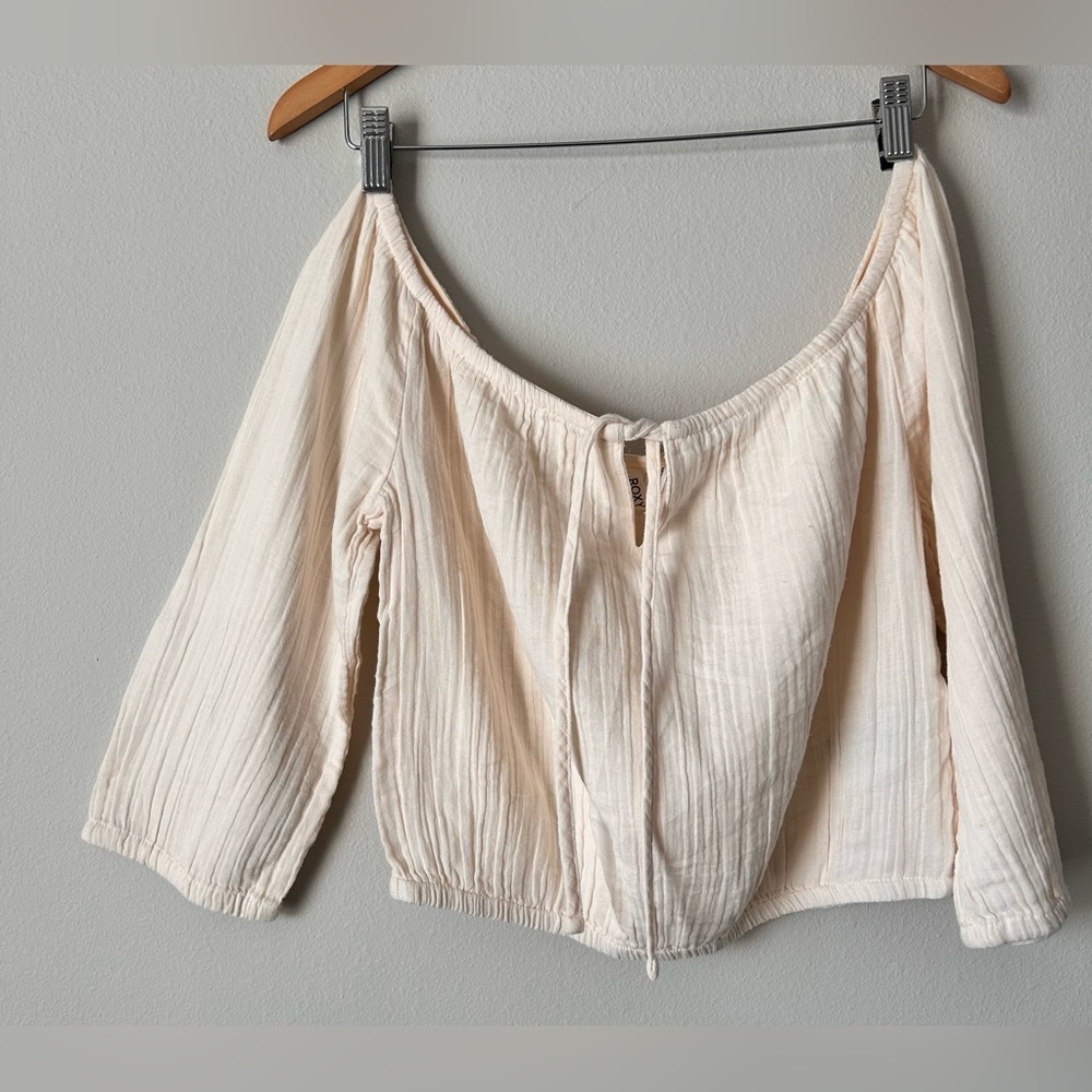 Roxy Cream Off-Shoulder Peasant Blouse